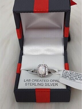 NOS JCPenney Lab Created Opal Sapphire SS 925 Ring Sz 7